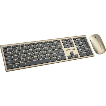 Комплект клавиатуры и мыши Jet.A Jetaccess Slim Line KM41 W золотой-чёрный(Jetaccess Slim Line KM41 W золотой-чёрный)