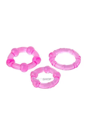 Эрекционные кольца Toyfa, 3 штуки в наборе, розовые